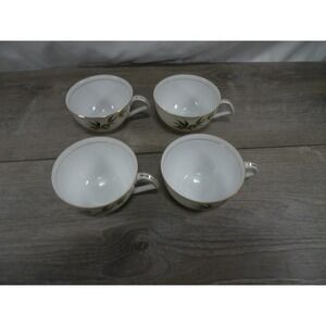 Kent China Bali Hai Teacups Set of 4 Made in Japan Gold Trim Bamboo Pattern